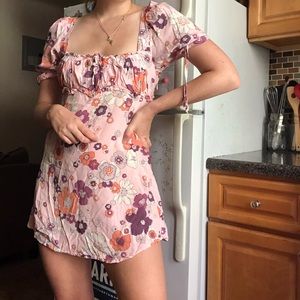 For Love and Lemons square neck pink floral dress